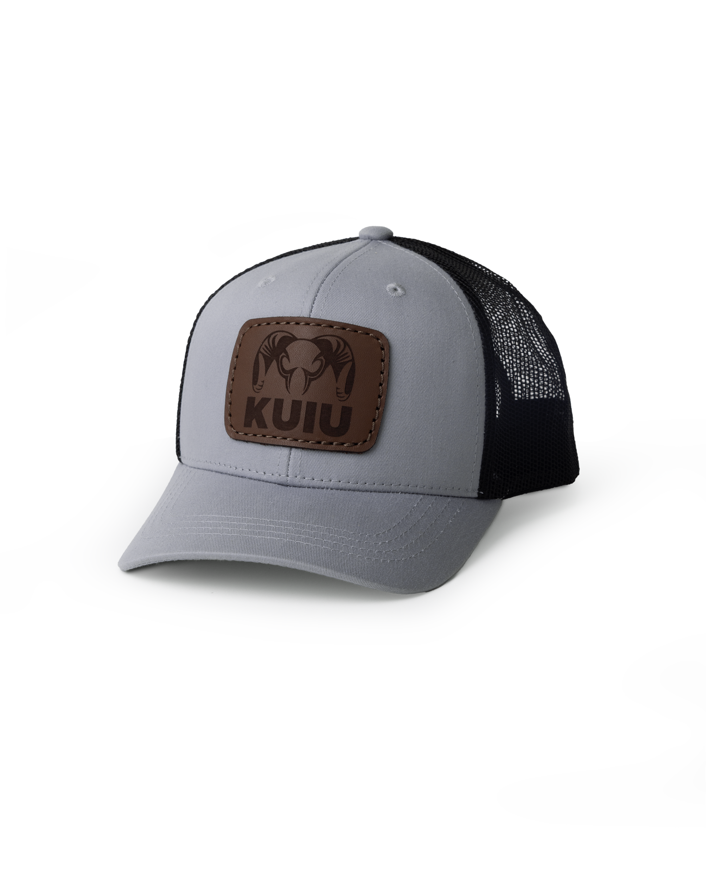 Youth Leather Patch Mesh Back Hat | Heather Grey/Black